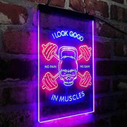No Pain No Gain I Look Good in Muscles Weight Train Gym Fitness LED Light Sign - LED Gift Works