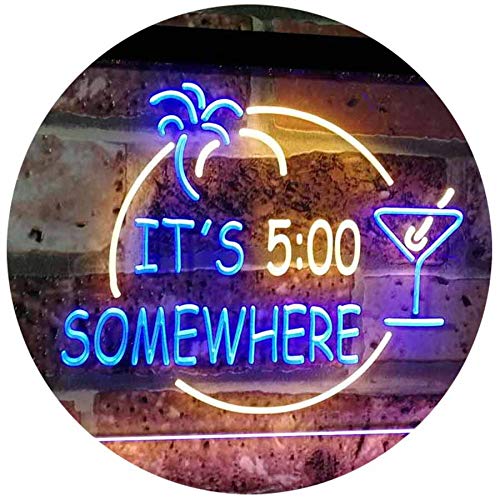 Cocktails It's Five O'Clock Somewhere LED Light Sign - Way Up Gifts