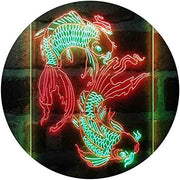 Koi Fish Tattoo Line Art LED Light Sign - LED Gift Works