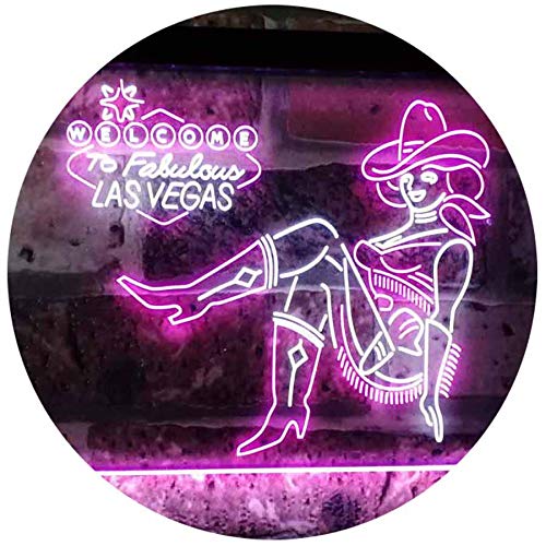 Cowgirl Welcome to Las Vegas LED Light Sign - LED Gift Works