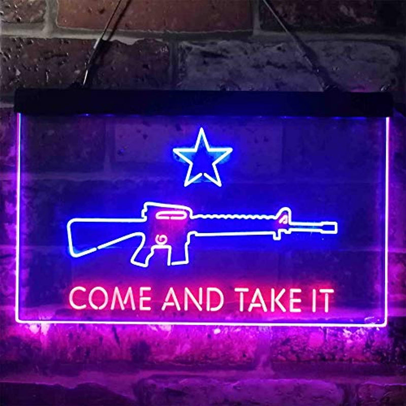 Come and Take It Gun Star Military Army LED Light Sign - LED Gift Works