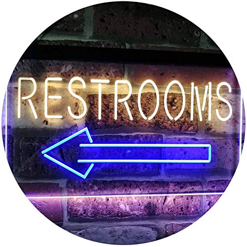 Left Restrooms Arrow LED Light Sign - Way Up Gifts