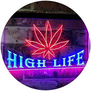 Marijuana Weed Leaf High Life LED Light Sign - LED Gift Works