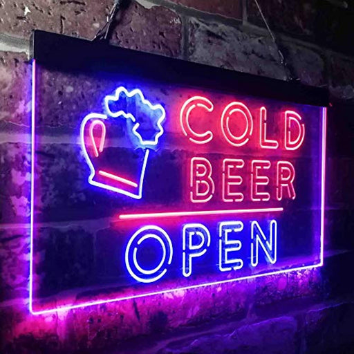 Bar Cold Beer Open LED Light Sign - LED Gift Works