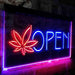 Open Hemp Leaf Marijuana Dispensary LED Light Sign - Way Up Gifts