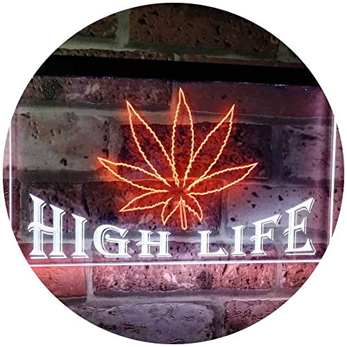 Marijuana Weed Leaf High Life LED Light Sign - LED Gift Works