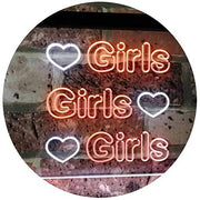 Hearts Girls Girls Girls LED Light Sign - LED Gift Works