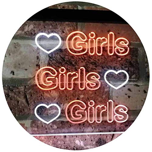 Hearts Girls Girls Girls LED Light Sign - LED Gift Works