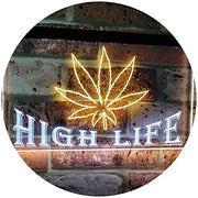 Marijuana Weed Leaf High Life LED Light Sign - LED Gift Works