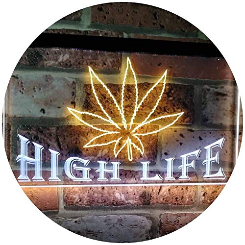 Marijuana Weed Leaf High Life LED Light Sign - LED Gift Works