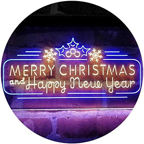 Merry Christmas & Happy New Year Dual Color LED Light Sign - LED Gift Works