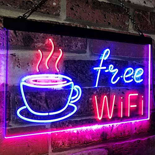 Free Wi-Fi Coffee LED Light Sign - Way Up Gifts