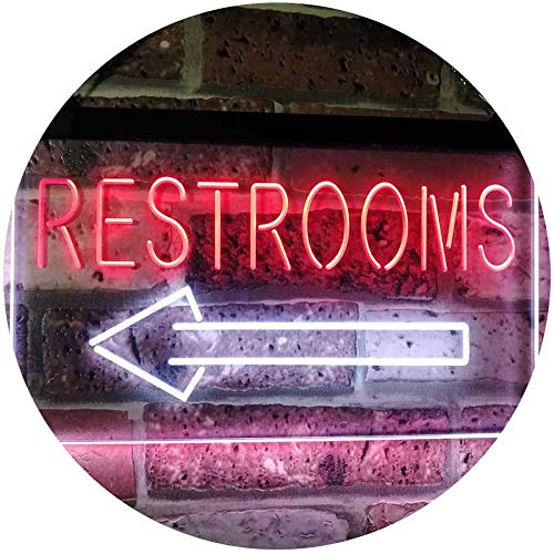 Left Restrooms Arrow LED Light Sign - Way Up Gifts