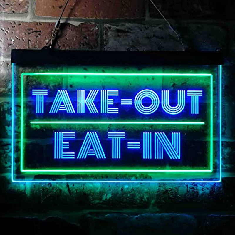Take Out Eat In LED Light Sign - LED Gift Works