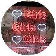 Hearts Girls Girls Girls LED Light Sign - LED Gift Works