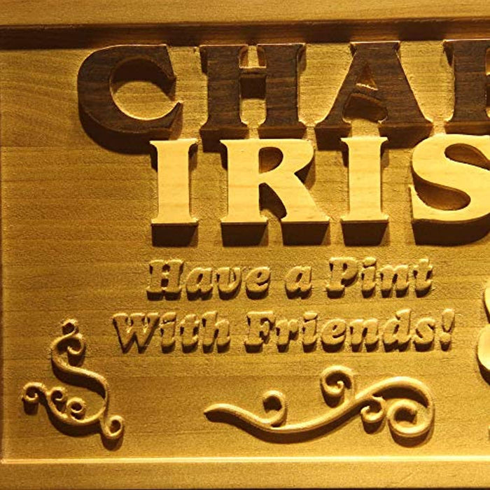 Personalized Irish Pub Shamrock Custom Wood Sign 3D Engraved Wall Plaque - Way Up Gifts
