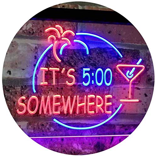 Cocktails It's Five O'Clock Somewhere LED Light Sign - Way Up Gifts