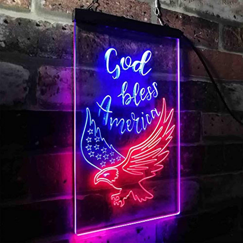 God Bless America Eagle LED Light Sign - LED Gift Works