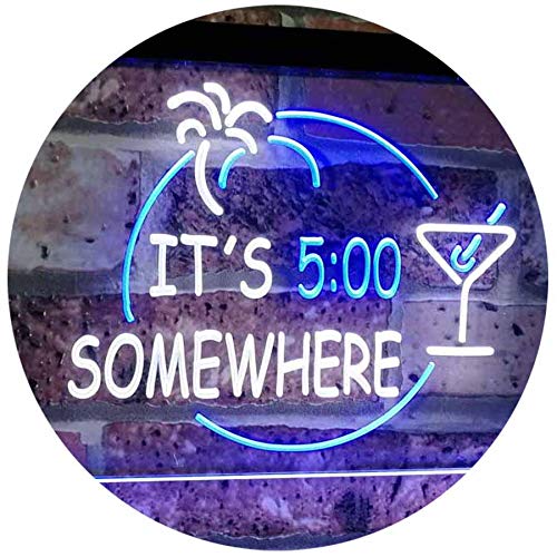 Cocktails It's Five O'Clock Somewhere LED Light Sign - Way Up Gifts