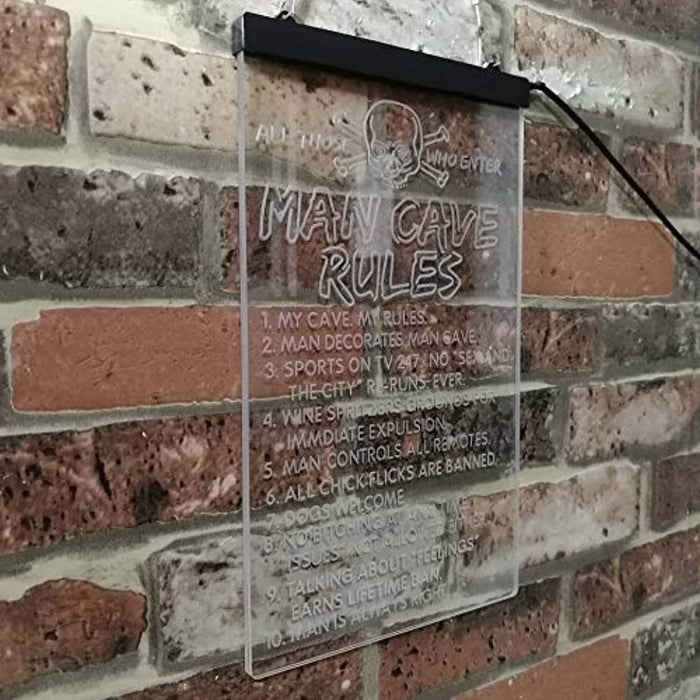 Man Cave Rule Game Room LED Light Sign - Way Up Gifts