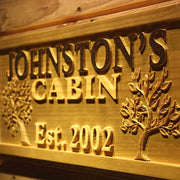 Personalized Trees Cabin Custom Wood Sign 3D Engraved Wall Plaque - LED Gift Works