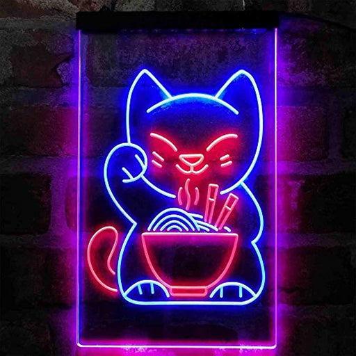 Maneki Neko Ramen Luck Cat LED Light Sign - Way Up Gifts