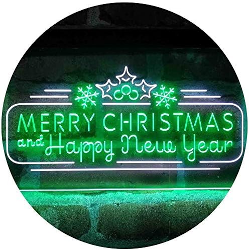 Merry Christmas & Happy New Year Dual Color LED Light Sign - LED Gift Works