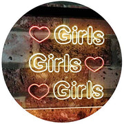 Hearts Girls Girls Girls LED Light Sign - LED Gift Works