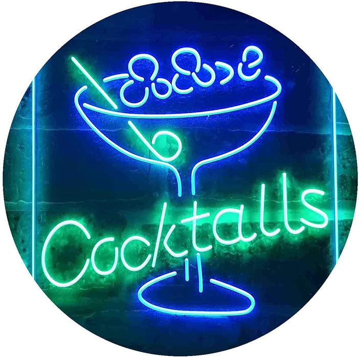 Cocktails Bar Glass LED Light Sign - Way Up Gifts