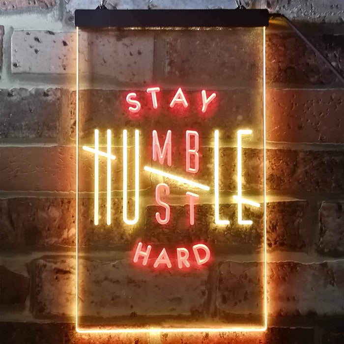 Motivational Quote Stay Humble Hustle Hard LED Light Sign - Way Up Gifts