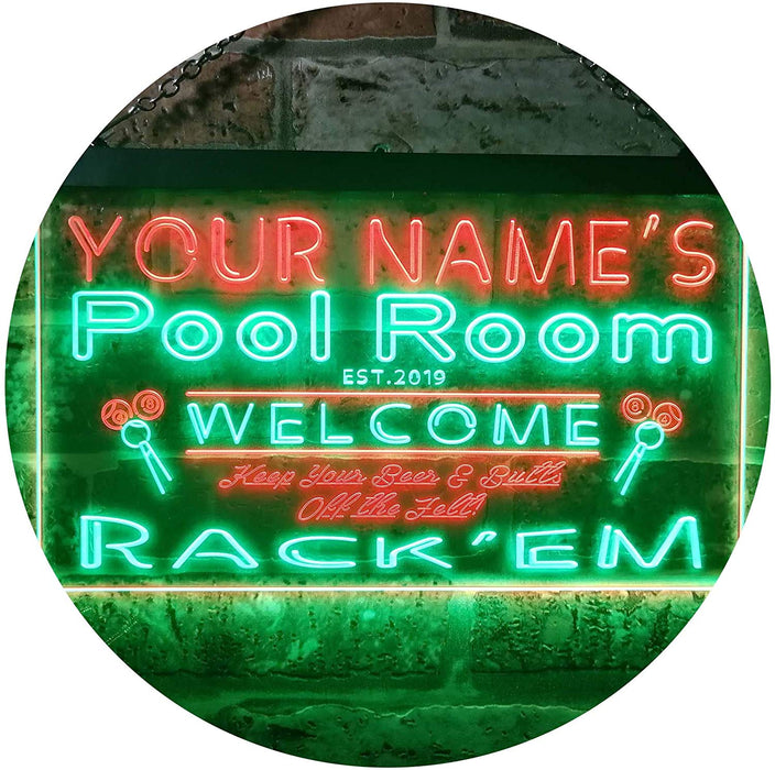 Personalized Billiards Pool Room LED Light Sign - Way Up Gifts