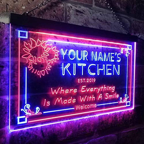 Personalized Home Kitchen Decor Made with Smile LED Light Sign - LED Gift Works