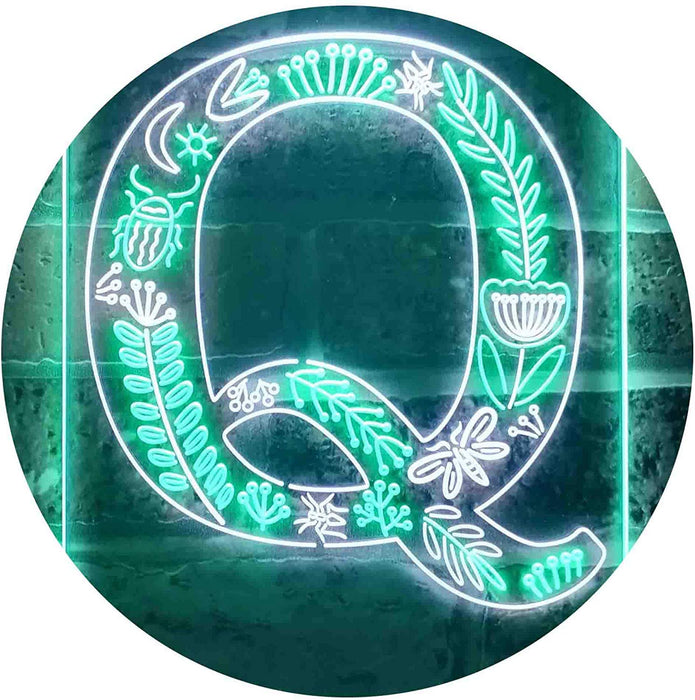 Family Name Letter Q Monogram Initial LED Light Sign - Way Up Gifts