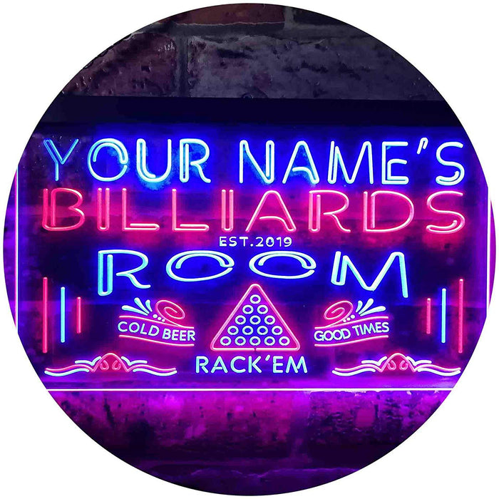 Personalized Pool Billiards Room LED Light Sign - Way Up Gifts