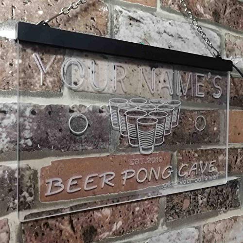 Personalized Beer Pong Man Cave LED Light Sign - LED Gift Works