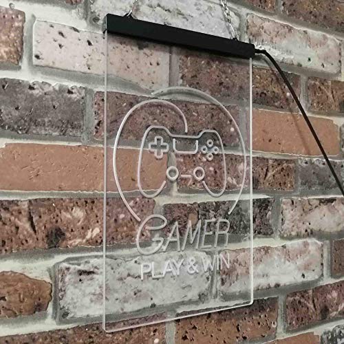 Gamer Play Win Game Room LED Light Sign - LED Gift Works