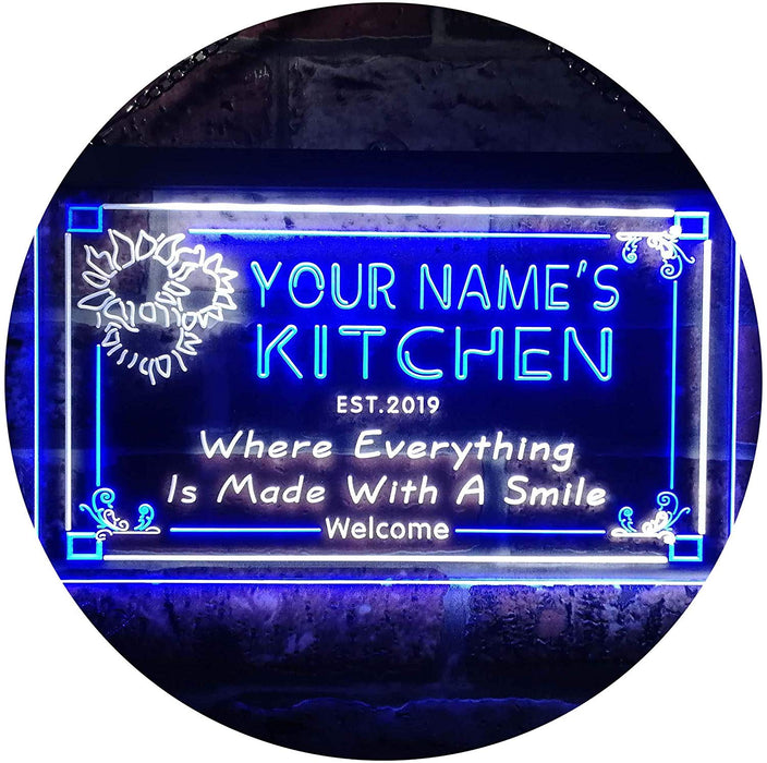 Personalized Home Kitchen Decor Made with Smile LED Light Sign - Way Up Gifts