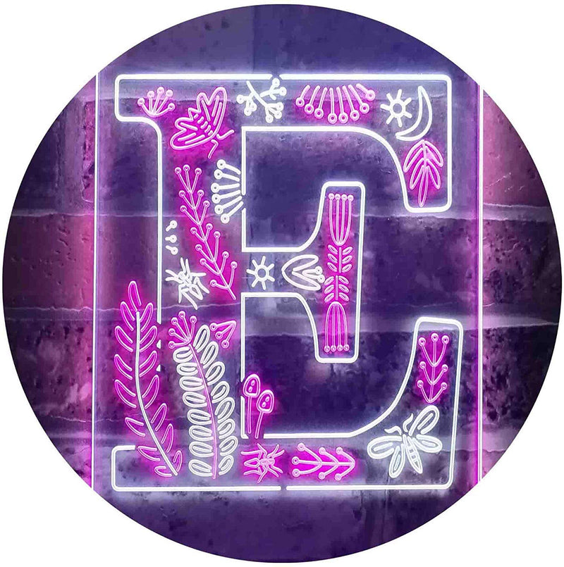 Family Name Letter E Monogram Initial LED Light Sign - LED Gift Works