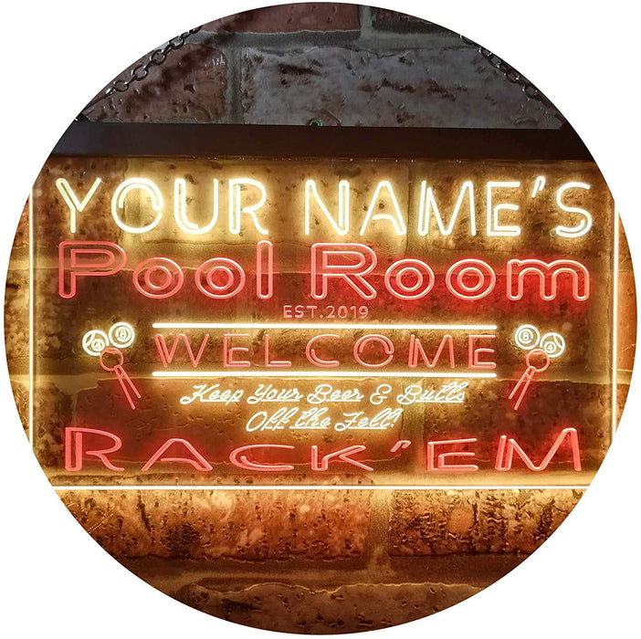 Personalized Billiards Pool Room LED Light Sign - Way Up Gifts