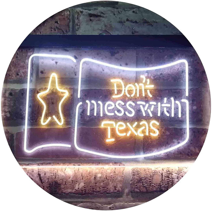 Don't Mess with Texas Flag Garage LED Light Sign - Way Up Gifts