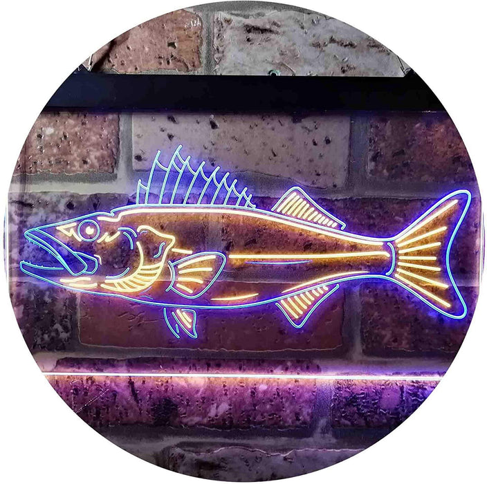 Walleye Fish Fishing Bait Store LED Light Sign - Way Up Gifts