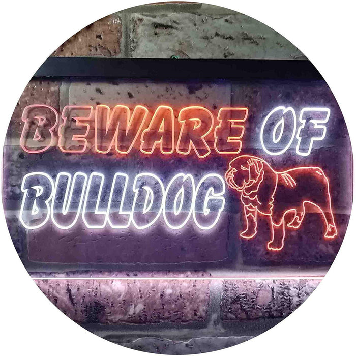 Beware of Bulldog LED Light Sign - Way Up Gifts