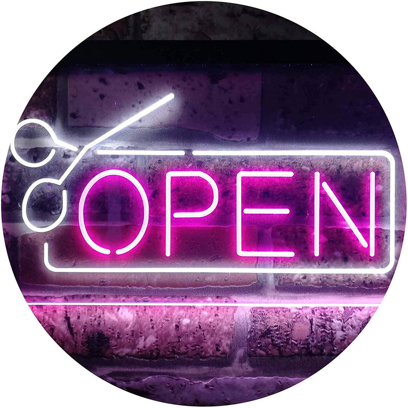 Scissors Open Barber Salon Hair Cuts LED Light Sign - LED Gift Works