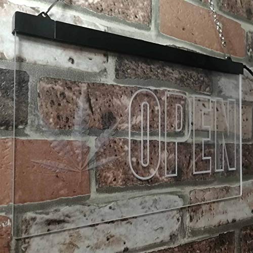 Open Medical Marijuana Leaf LED Light Sign - Way Up Gifts