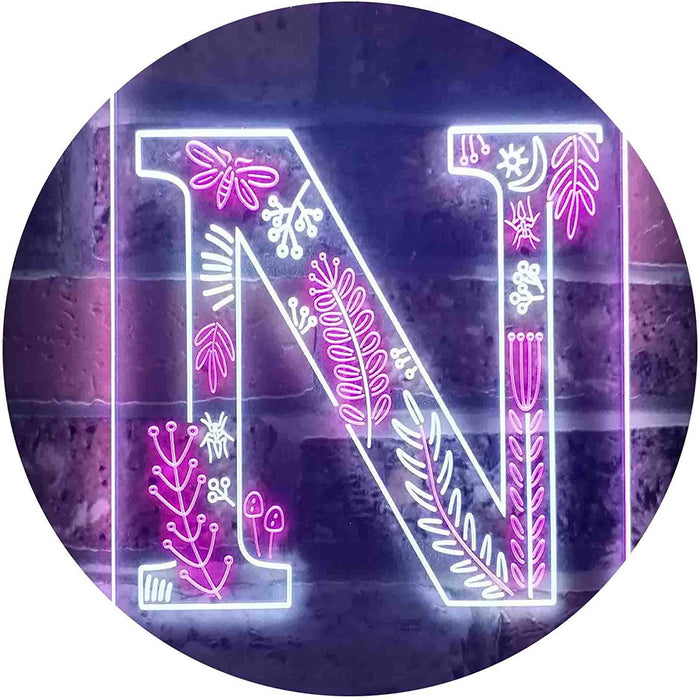 Family Name Letter N Monogram Initial LED Light Sign - Way Up Gifts