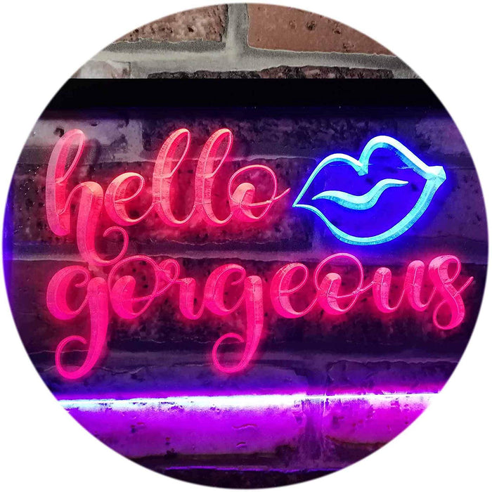 Lips Hello Gorgeous LED Light Sign - Way Up Gifts