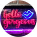 Lips Hello Gorgeous LED Light Sign - Way Up Gifts