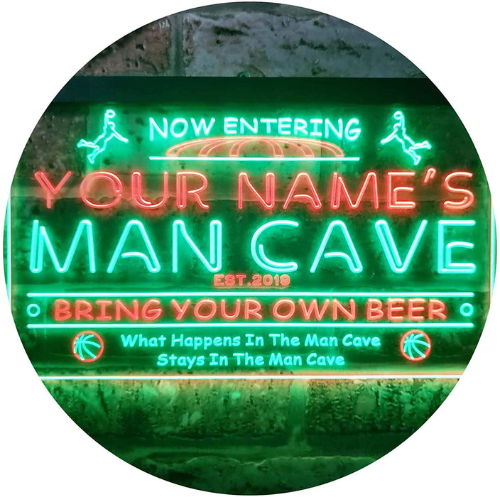 Personalized Sports Basketball Theme Man Cave LED Light Sign - Way Up Gifts