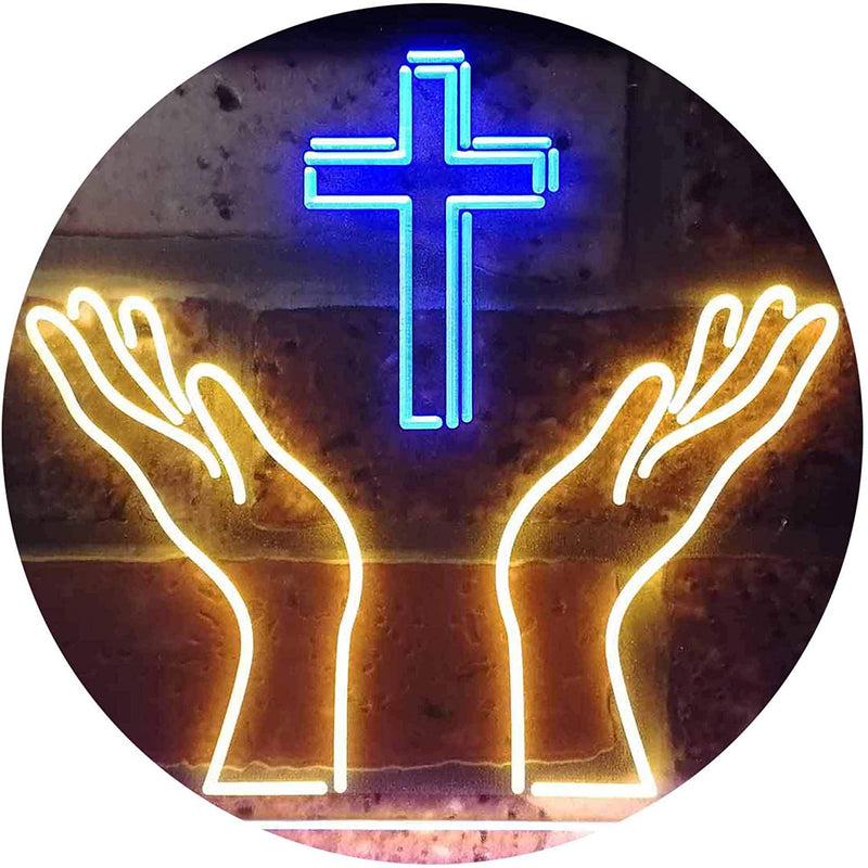 Christianity Hands Cross LED Light Sign - LED Gift Works