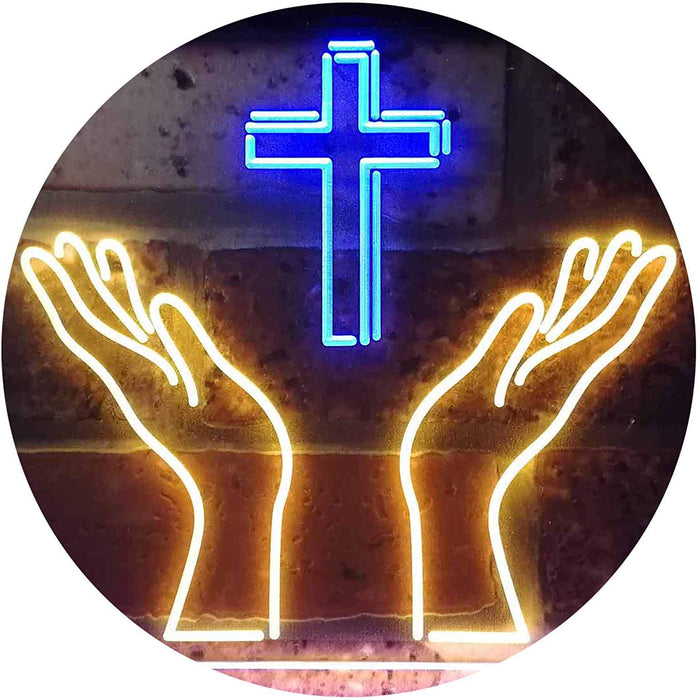 Christianity Hands Cross LED Light Sign - Way Up Gifts